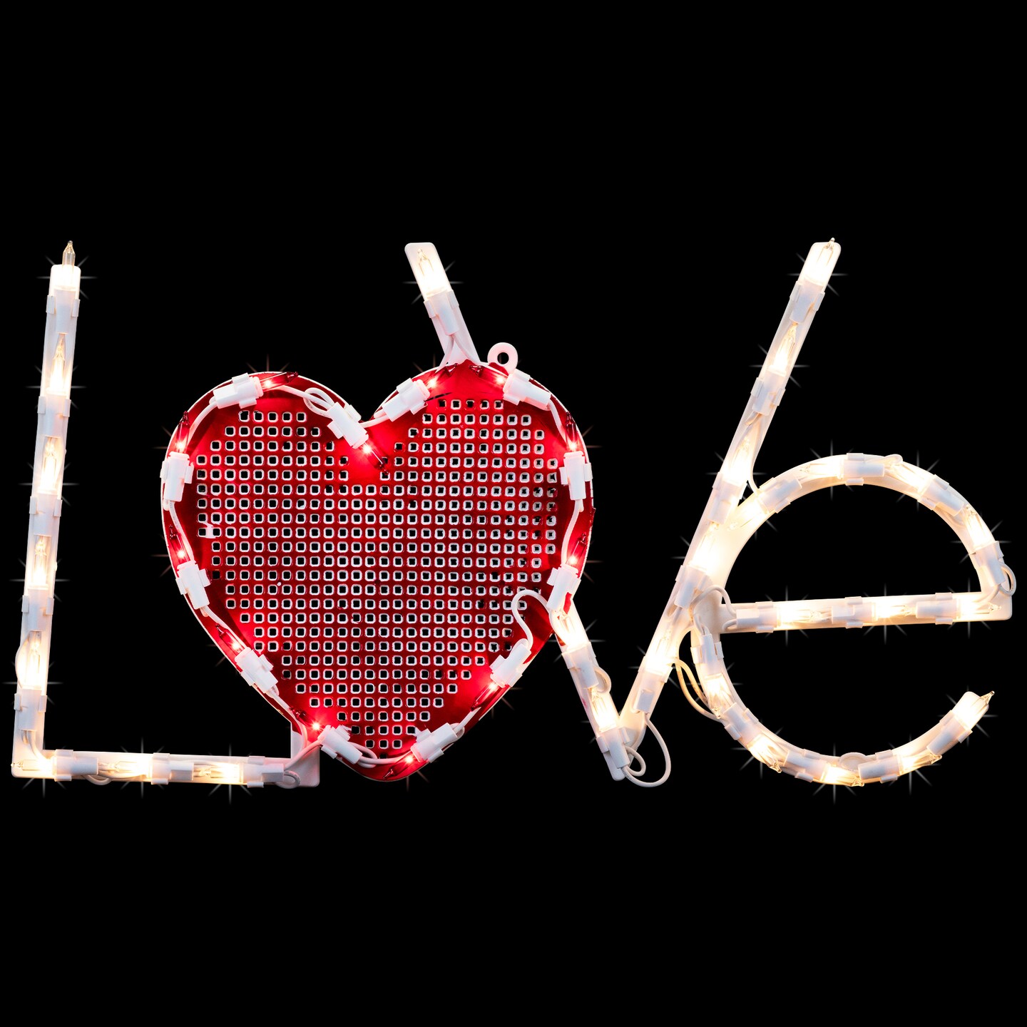 Northlight Lighted "Love" with Heart Valentine's Day Window Silhouette - 17" - White and Red