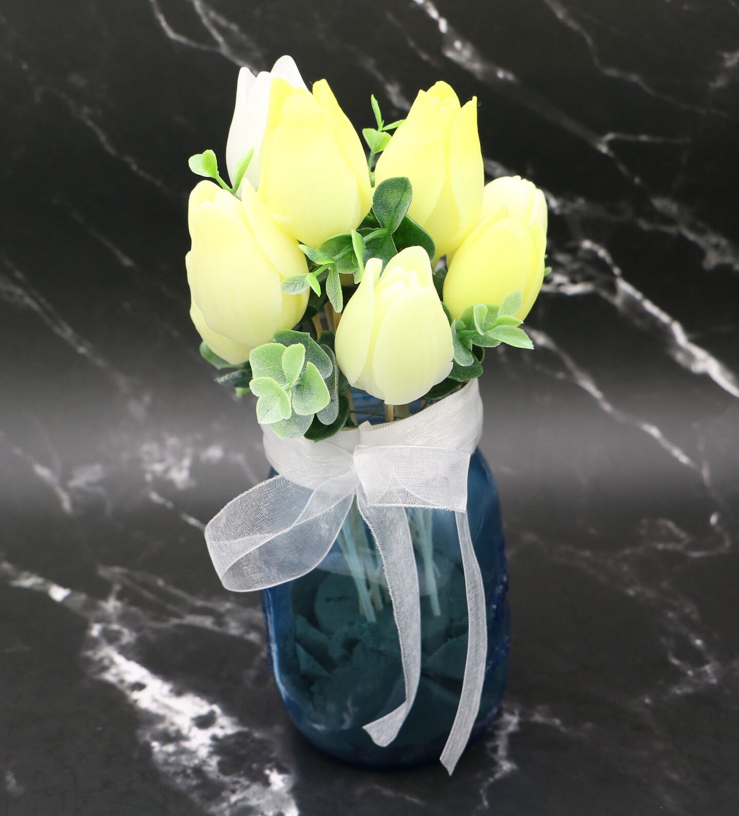 Colorful Tulip Soap Bouquet for Mother's Day, Birthday Gift in a Blue ...