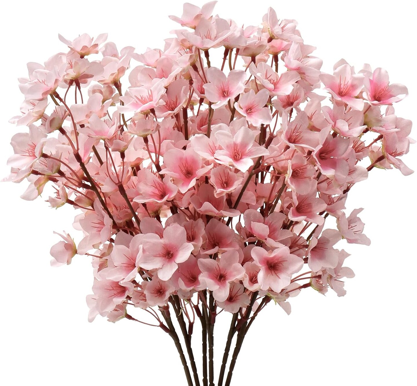 6PCS Artificial Cherry Blossom Flowers, Pink Faux Peach Blossom Branches Stems Silk Fake Flowers 15.7’’ for Home Kitchen Wedding Party DIY Garden Decorations
