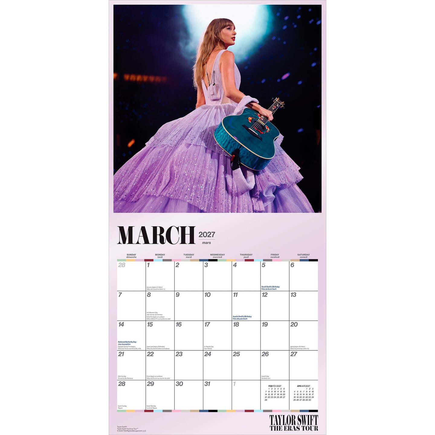 BrownTrout Canada; Taylor Swift OFFICIAL | 2027 12 x 24 Inch (Hanging) Monthly Square Wall Calendar | English/French Bilingual; Category:Wall Calendars; Image:4