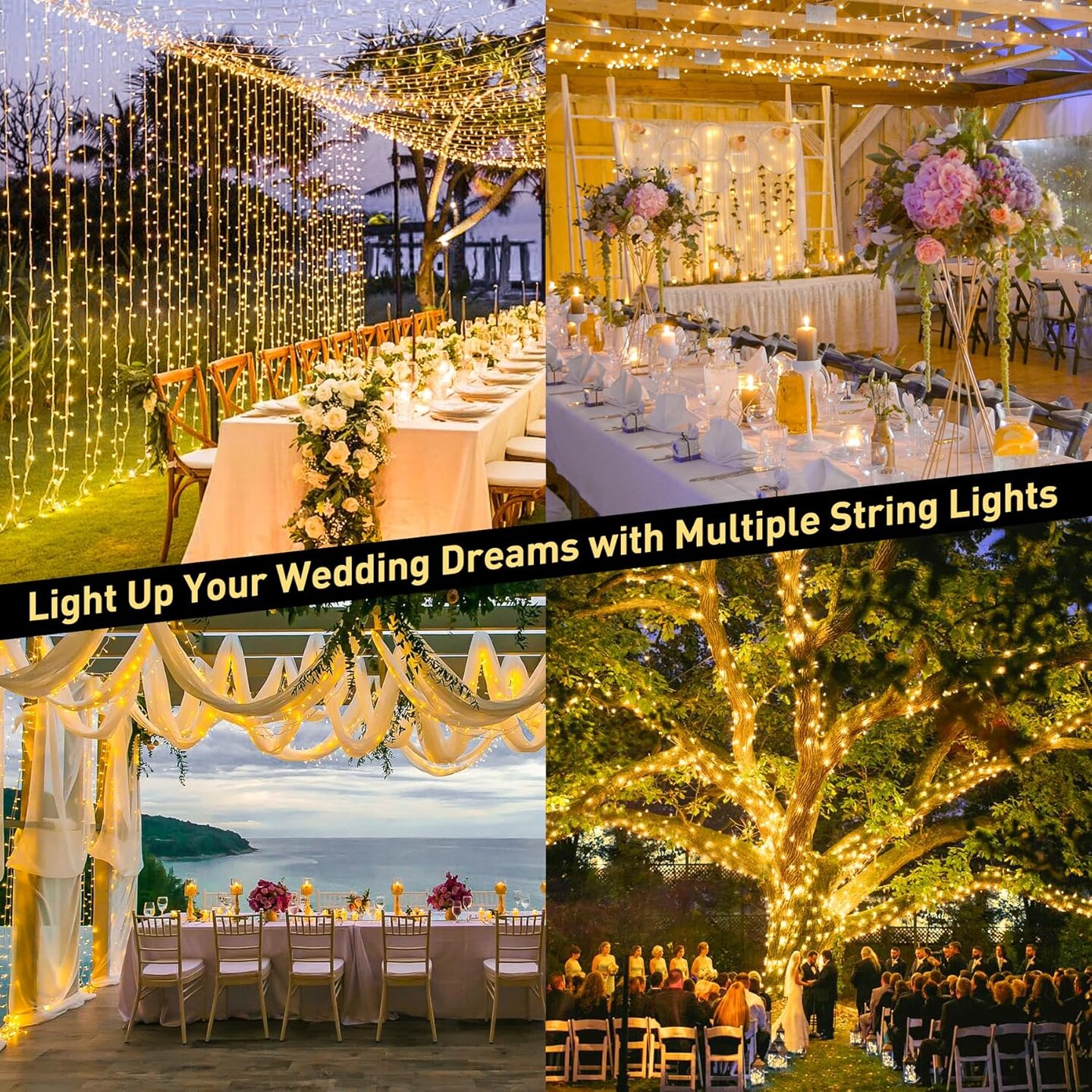 600 LED String Lights Outdoor Indoor Christmas String Lights Plug in Warm White Tree Lights