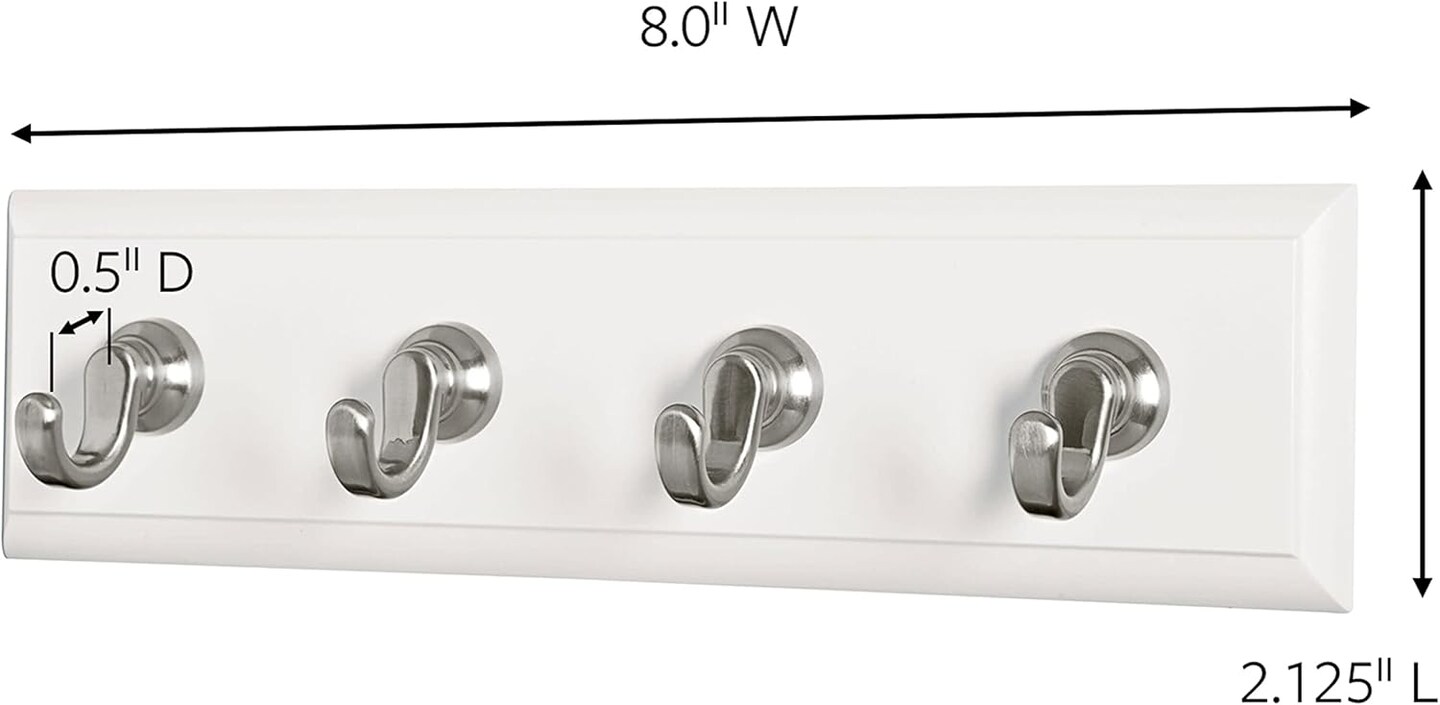 Command Key Rails, Total 2 Key Racks with 12 Command Strips, 2 Pack of 1 Rail, 4 Key Hooks on One Rail, Organize Damage-Free
