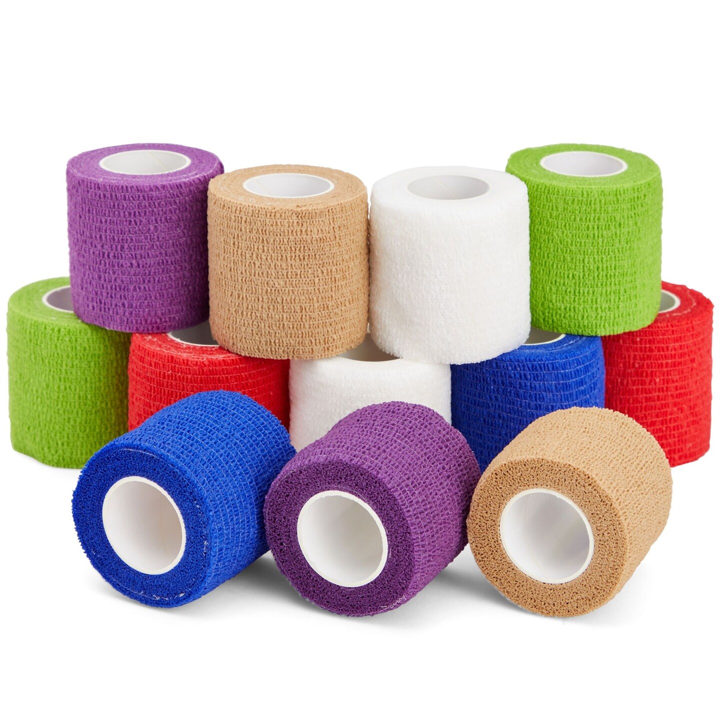 12 Rolls Self Adherent Stretch Bandage Wrap 2 Inch x 6 Yards, Adherent Cohesive Vet Tape for First Aid, Wrist and Ankle Swelling, Animals, Pets, Sports (6 Colors)