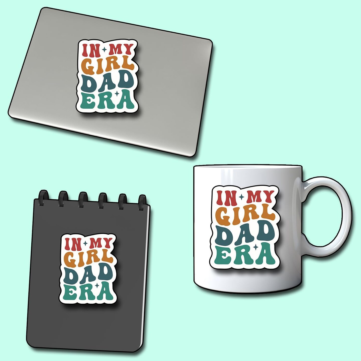 (3Pcs) in My Girl Dad Era Sticker, Decal Gifts Dad Decorate Books Laptop Phone Water Bottles Kindles Stickers Tumbler Sticker Waterproof Vinyl Decorate Sticker 3" Inch