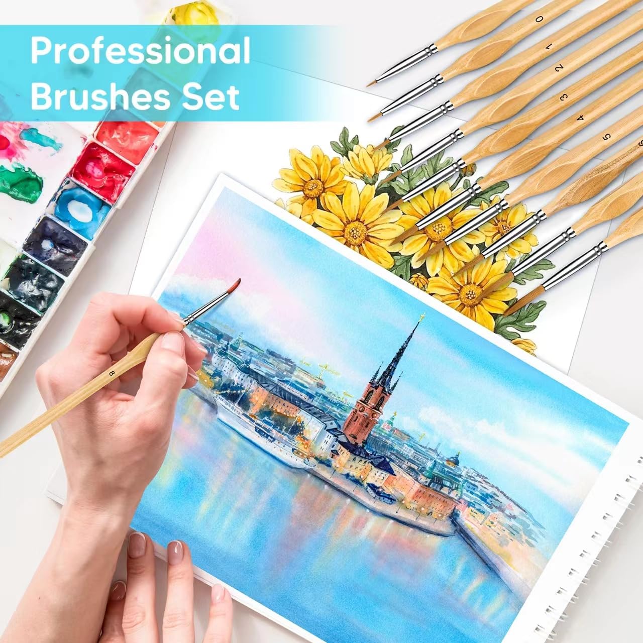 Miniature Paint Brushes, 10PC Fine Detail Paint Brush Set, Mini Small Painting Brushes for Art, Crafts, Acrylic, Watercolor, Oil, Model, Face, Warhammer 40k &#x26; Paint by Number, Citadel, Figurine-Wood