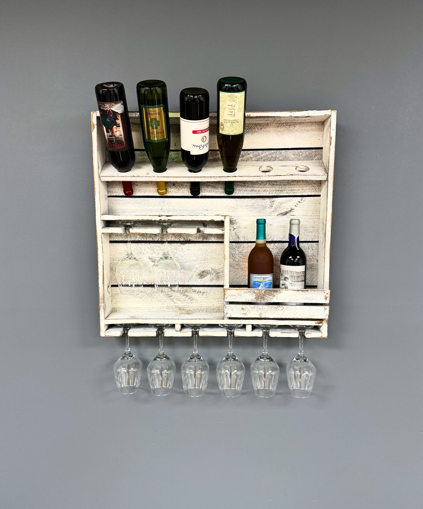 Amish Made 9 Bottle Wine Rack - Wall Mount Wine Storage and Glass Hanger -  Wooden Pallet Bar Decor - Kitchen Organization | MakerPlace by Michaels