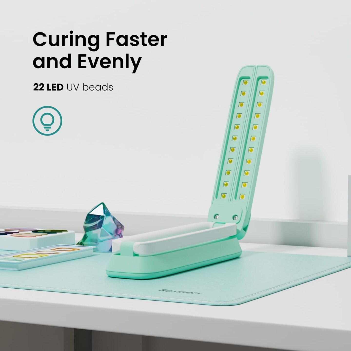 UV Light for Resin Curing, UV Resin Light, Wireless & Rechargeable UV Lamp, 3-in-1 Uses, Foldable Blacklight Ultraviolet LED, Craft Supplies Tools for Resin Molds, Jewelry Making, DIY Decor