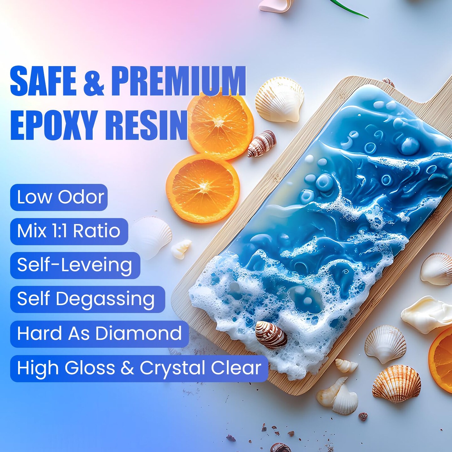 Epoxy Resin Kit, 32OZ Crystal Clear Resin Epoxy, Bubble Free, No Yellowing, UV Resistant, Food Safe, Easy Mix 1:1 for DIY Crafts Resin Jewelry Making(16OZ x 2)