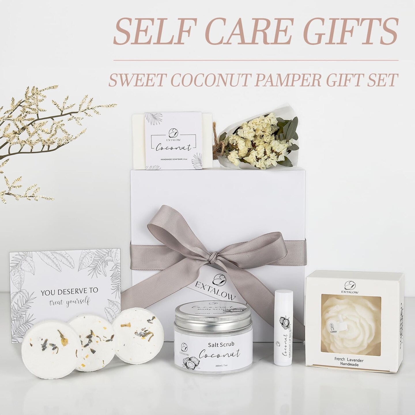 Spa Gifts for Women Bath and Body Gift Basket Mothers Day Gifts Coconut Lavender Home Spa Set Self Care Gift for Mom Sister Her Wife Birthday Gifts Spa Kit Care Package Thank You Gift