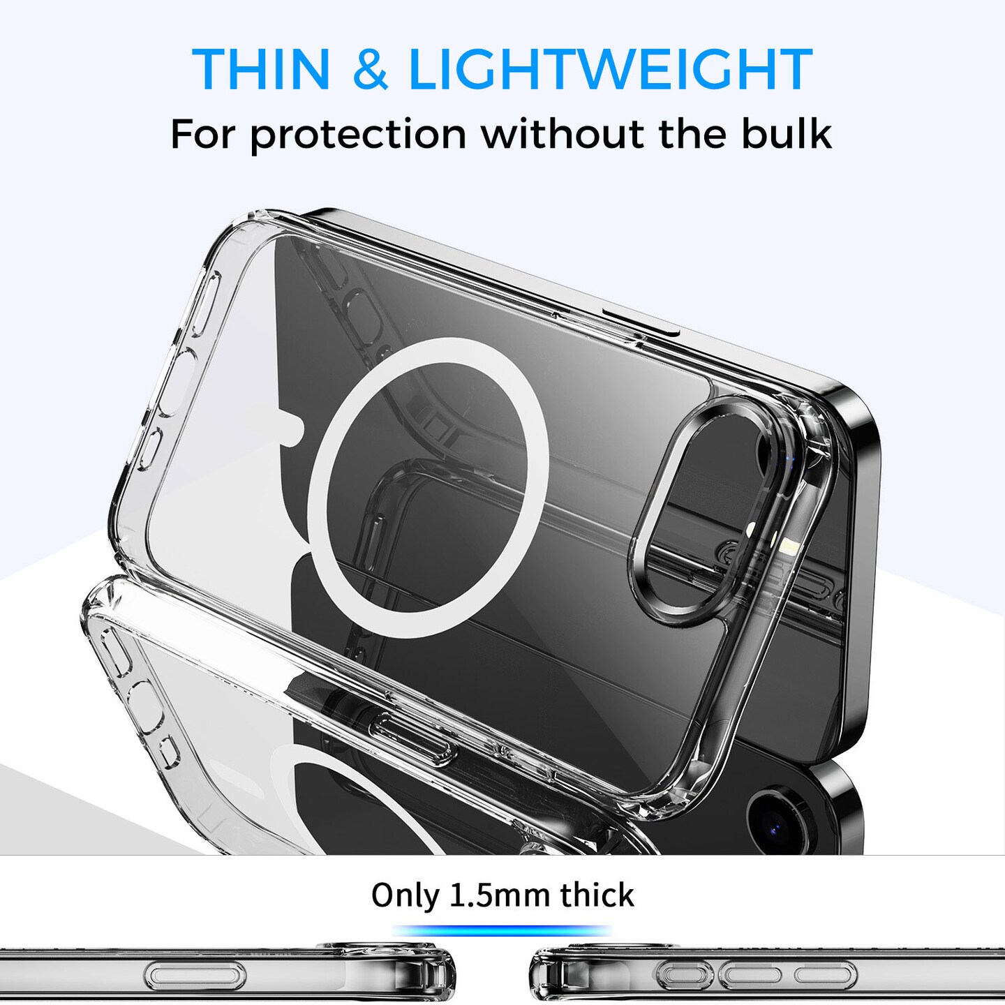 Clear Magnetic Case with Ring Stand for various Apple iPhone 17, 16, 15 Models, Fit for MagSafe, Shock Absorption Bumper, Soft Flexible TPU, Shock Resistant, Fingerprint Resistant, Protection