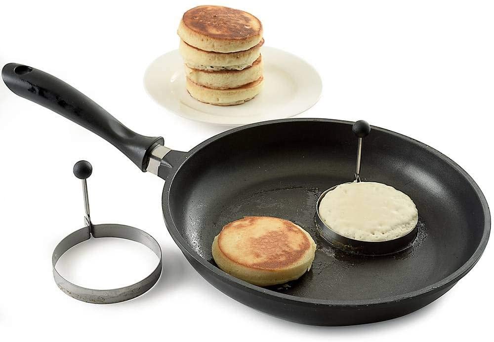 Norpro Non Stick Stainless Steel Round Shaped Pancake / Egg Rings with Handles - 2 pack