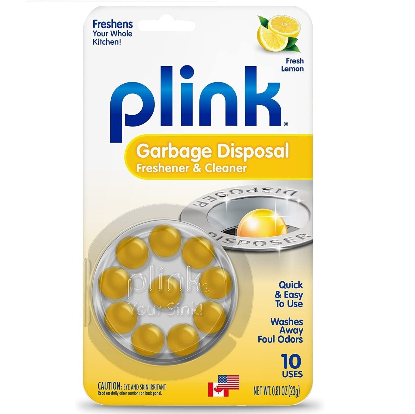 Plink Garbage Disposal Cleaner and Disposer Deodorizer 10 Treatment Pack- Lemon Scent