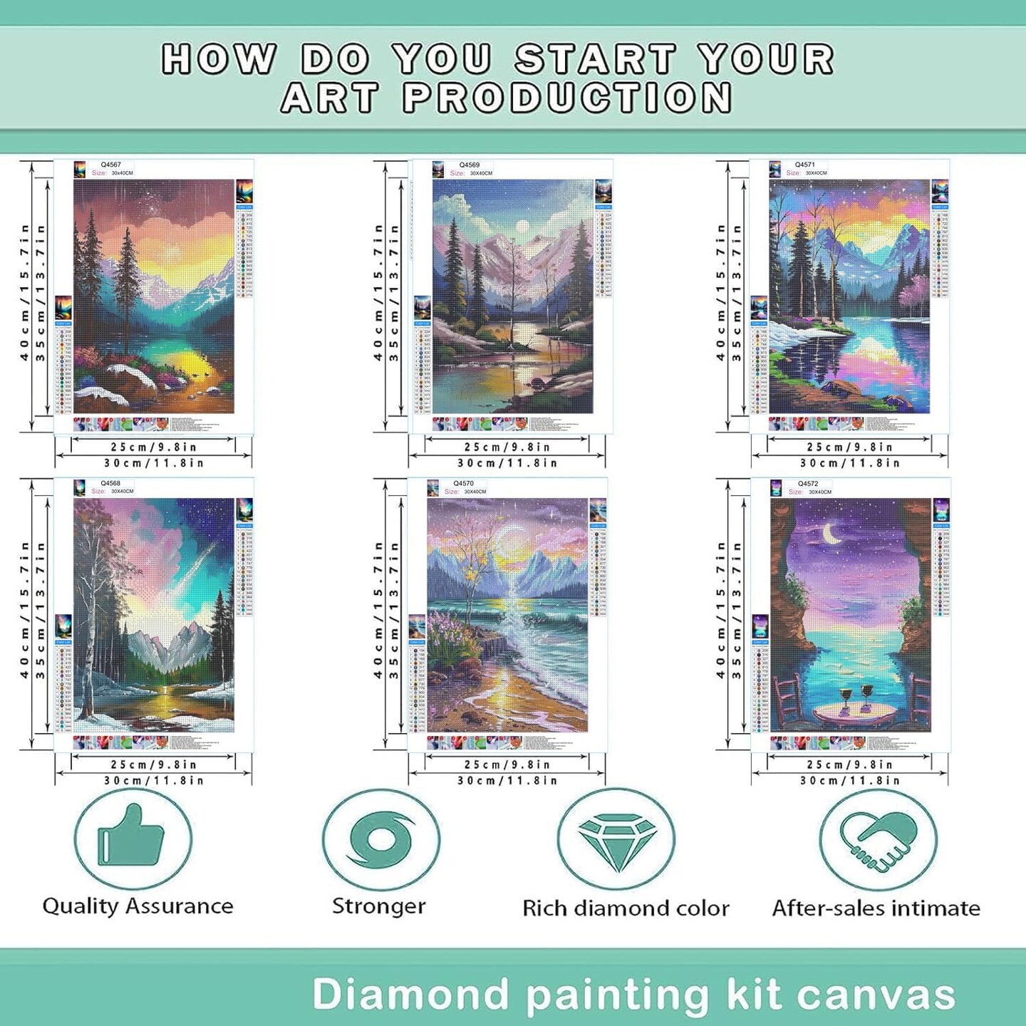 6-Pack 5D Diamond Painting Kits – DIY Landscape Gem Art for Adults, 11.8x15.7 Inches
