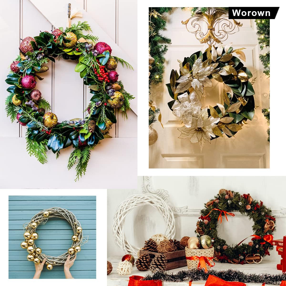 16 Pack Bamboo Floral Hoops, Multi-Size Wooden Wreath Rings for Making Wedding Decor and Wall Hanging Crafts (4, 5, 6, 7, 8, 9, 10 & 12 Inch)