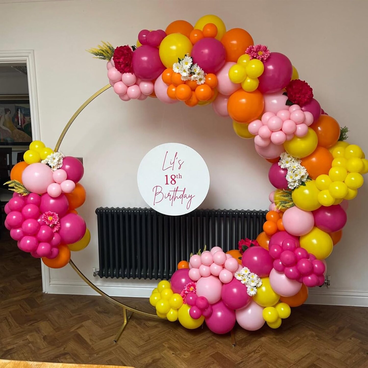 Light Pink Hot Pink Yellow Autumn Latex Balloons(Pink Orange Yellow)