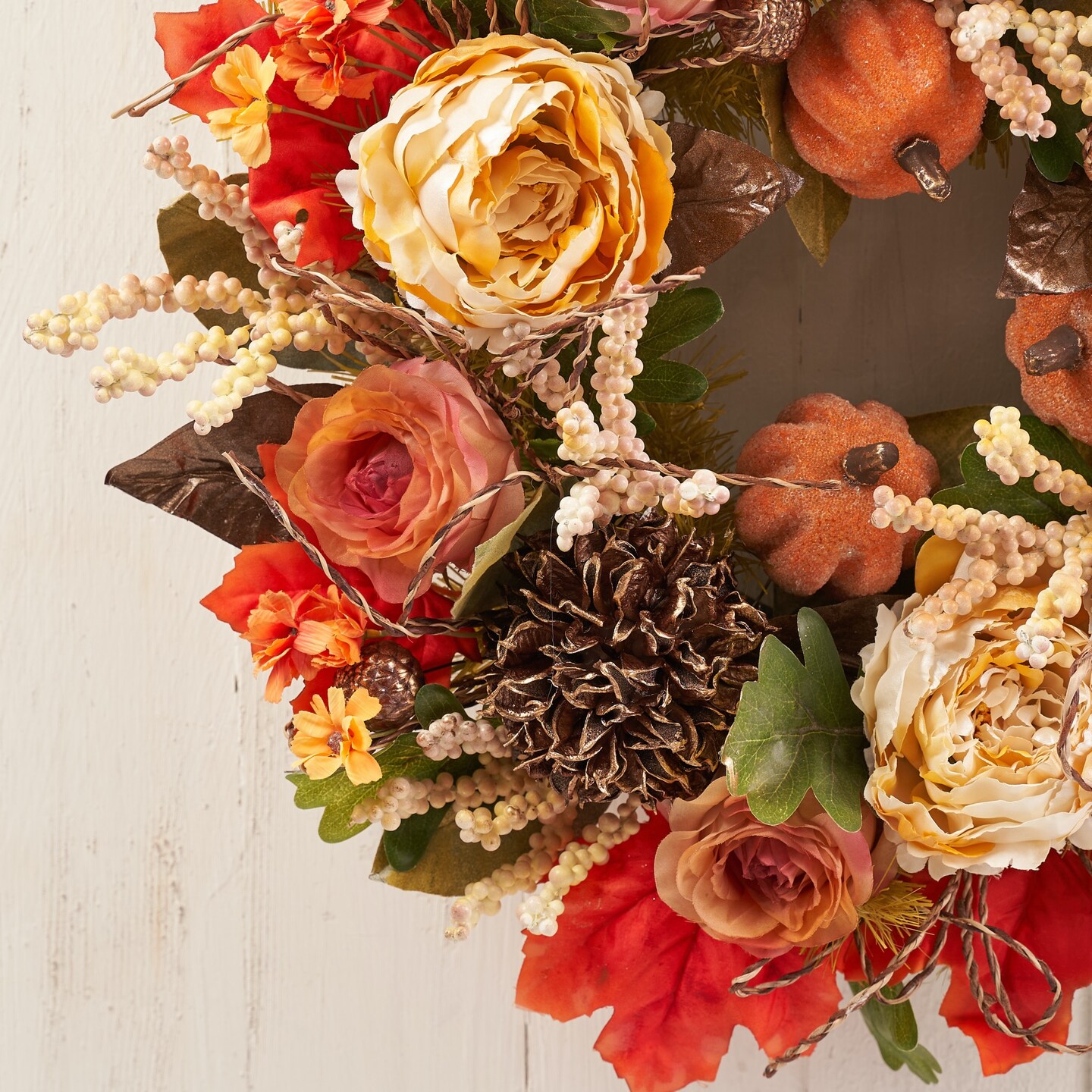 Handmade 22'' Fall Harvest Mixed Wreath for Thanksgiving, Front Door, Mantel, Wall - - Final sale / Non-returnable and Non-refundable
