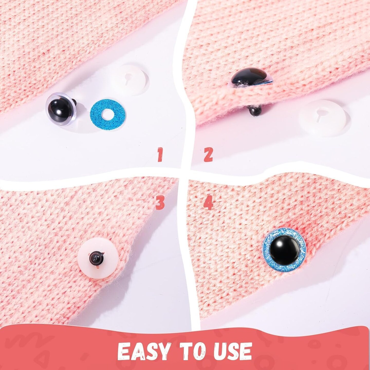 Upgraded Glitter Safety Eyes 168Pcs 12-30mm