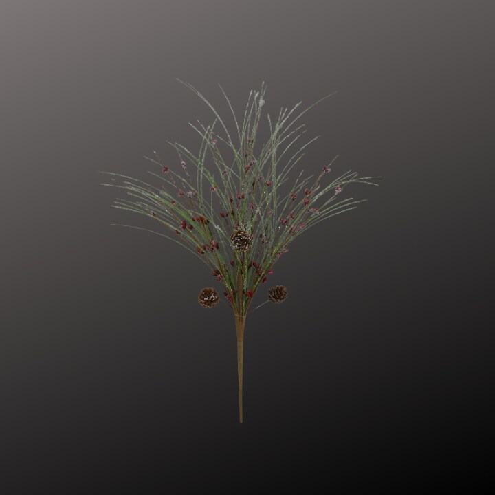 21" Iced Pine Berry Bush – Faux Greenery with Pinecones & Red Berries-64362