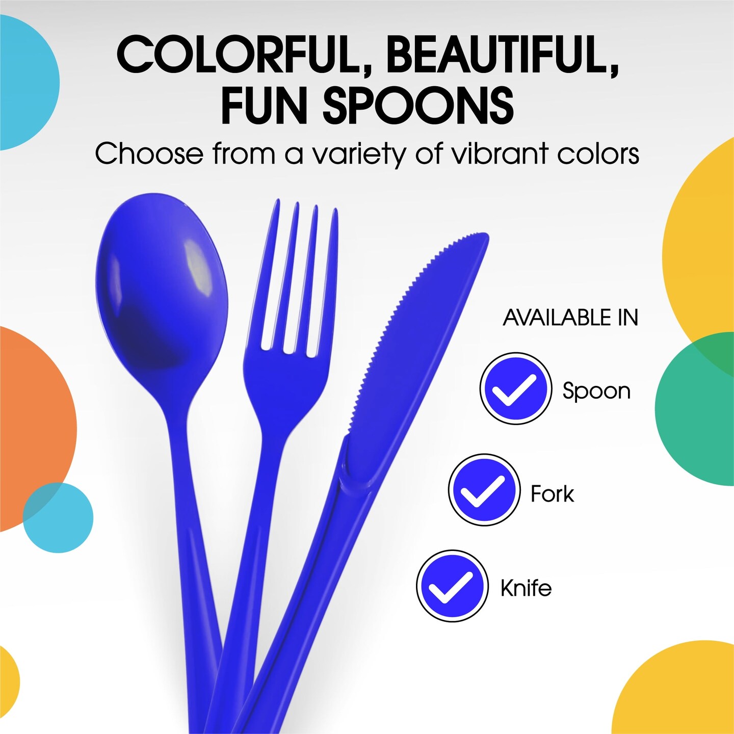 Party Solids 100 Pcs Disposable Utensils – Heavy Duty Plastic Cutlery Set – Premium Plastic Forks, Spoons or Knives for Parties, Events, Catering & Tableware Supplies by Exquisite