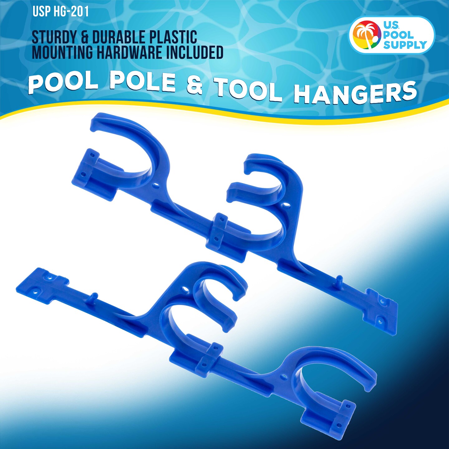 U.S. Pool Supply&#xAE; Set of 2 Plastic Pool Hangers for Telescopic Poles - Store Poles with Nets, Vacuums, Hoses &#x26; Attachments