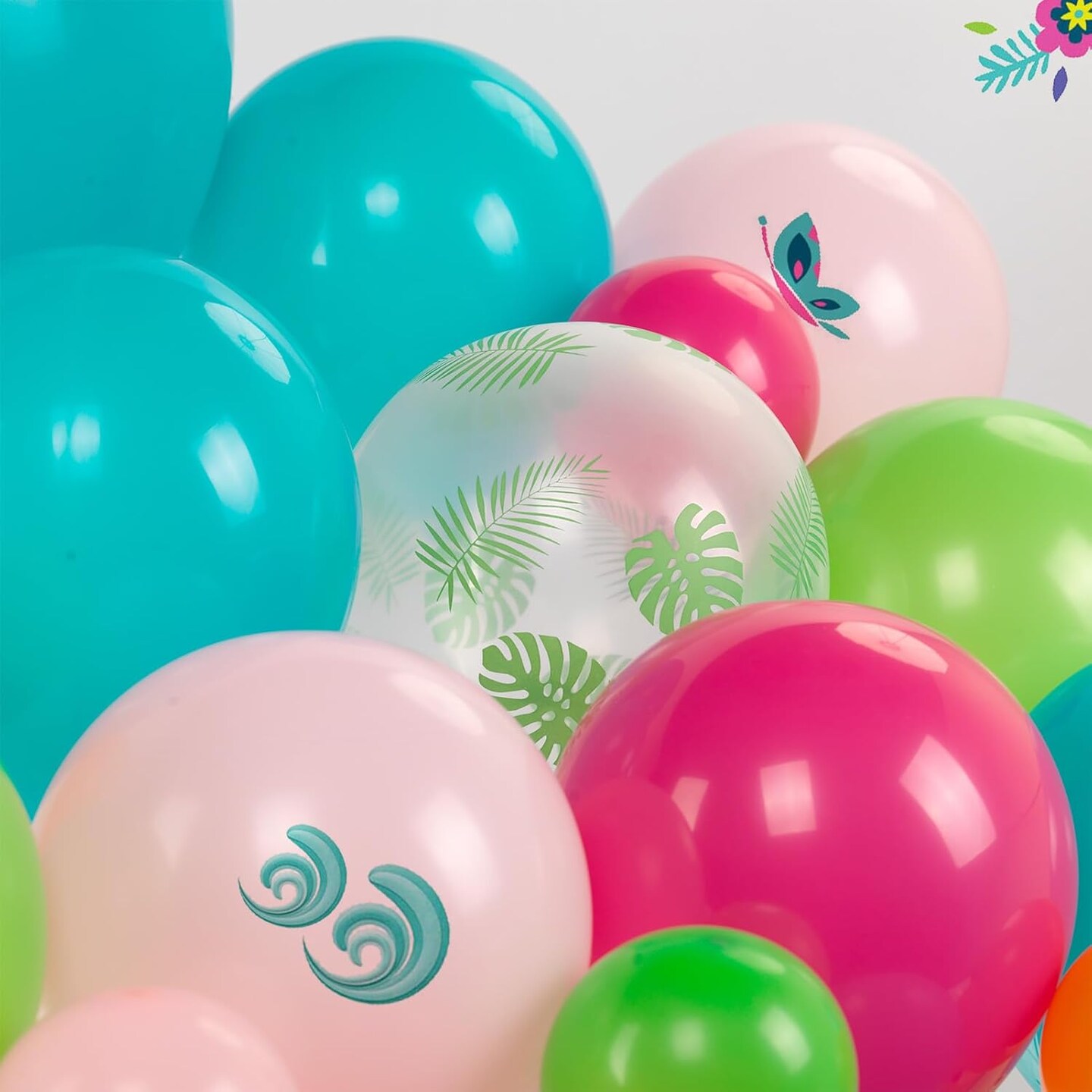 Hot Pink blue orange and green balloons 150pcs with Palm Leaves Balloons For Animation theme Balloon Garland arch kit