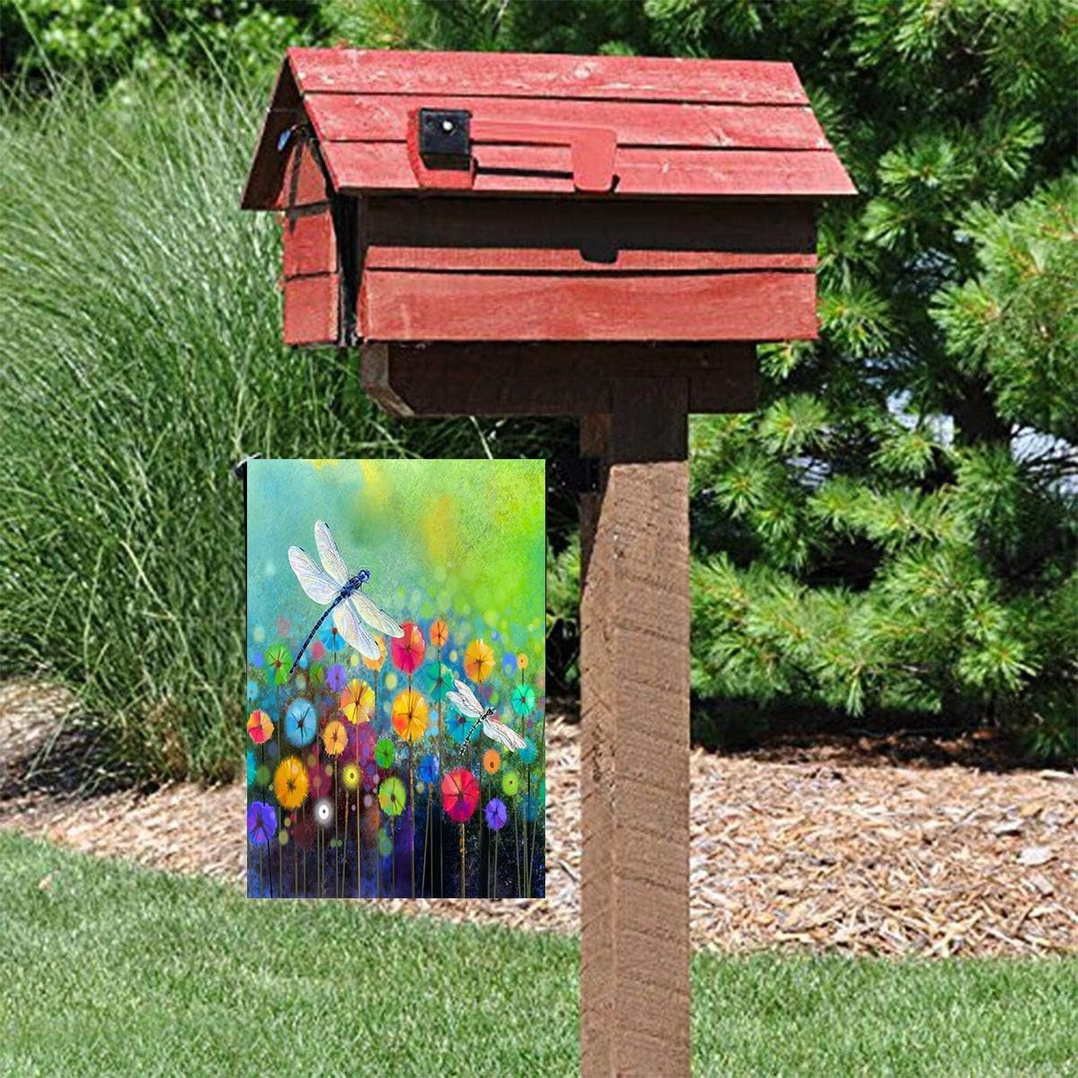 Summer Flowers Garden Flag – 12x18 Inch Double-Sided Outdoor Flag with Dragonfly and Floral Design, Welcome Flag for Patio, Lawn, and Home Decor