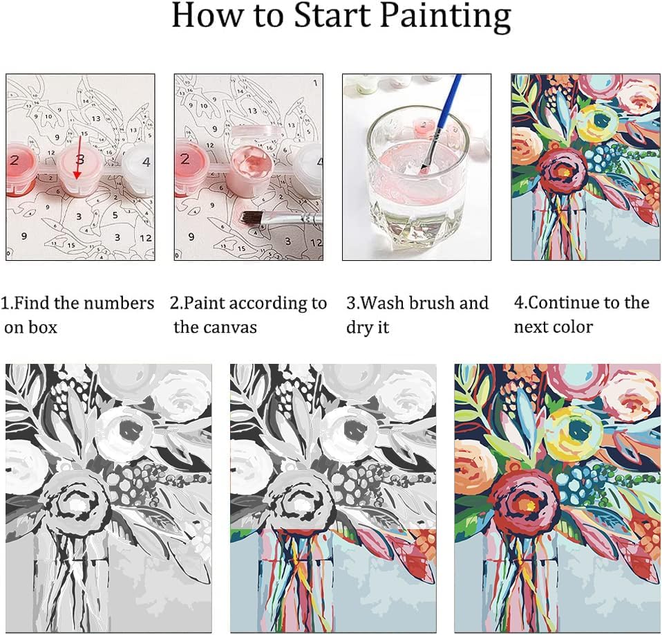 Paint by Numbers Kit for Adults,Personalized Painting Art Flower DIY Paint by Numbers Painting for Beginners for Home Wall Painting Decor Gift 11.8 x 15.8 inch