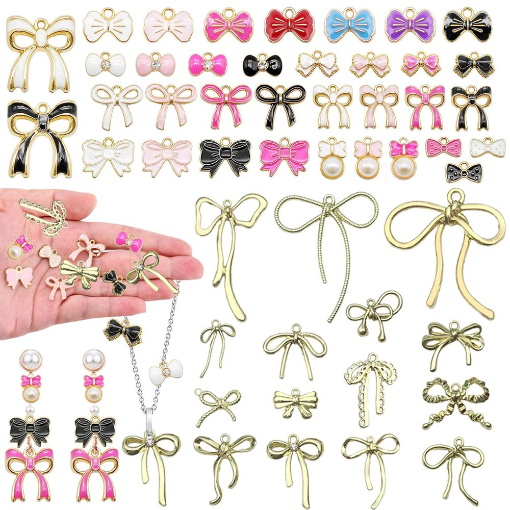 Edge Collections - Multi - Cute Bowknot Charm Pendants for DIY Jewelry - 51 Pieces