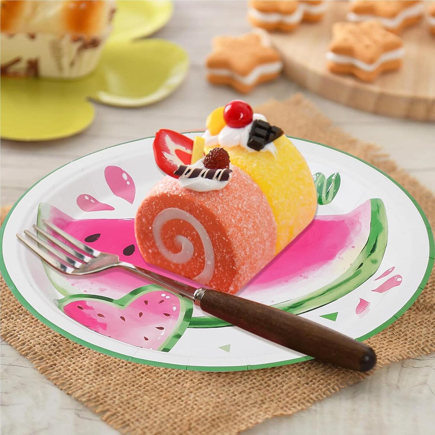 50Pcs Watermelon Paper Plates Summer Fruit 9 Inch
