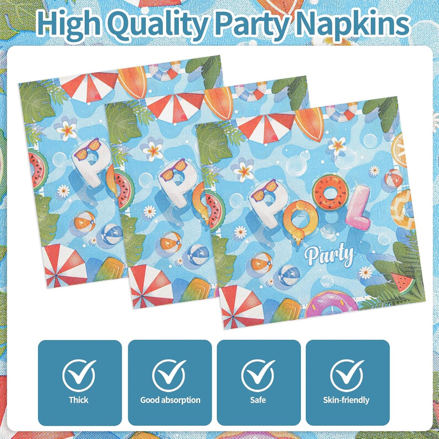 96 Pcs Beach Party Supplies Paper Plates Napkins Summer Beach Hawaiian Pool
