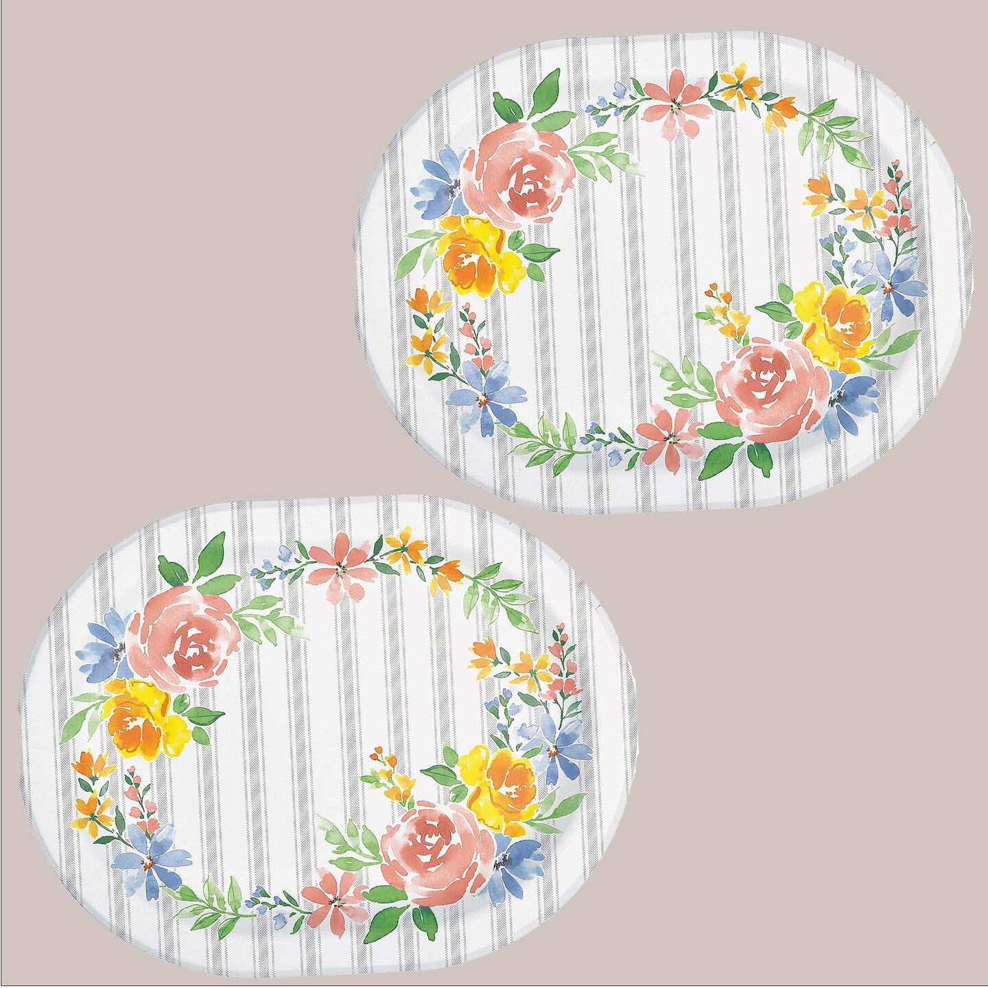 9.25&#x22; x 12&#x22; 24 Count Floral Spring Cottage Oval Platters