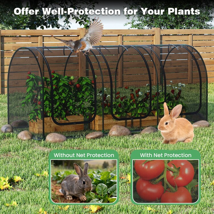 Green Garden Crop Cage Large Raised Bed Plant Protection Tent with Zipper Doors
