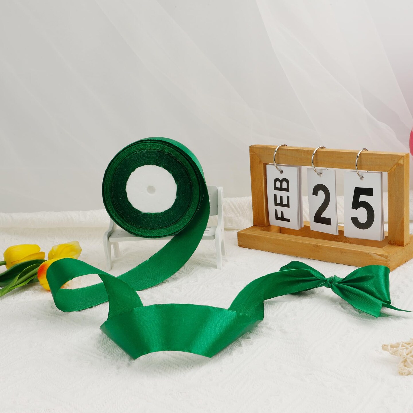 100 Yards 1 1/2 Inch Green Ribbon Decorative St Patricks Day Ribbon for Gift Wrapping Solid Fabric Ribbons Roll for Bouquets Green Silk Wrapping Ribbons Stocking Stuffers Decor