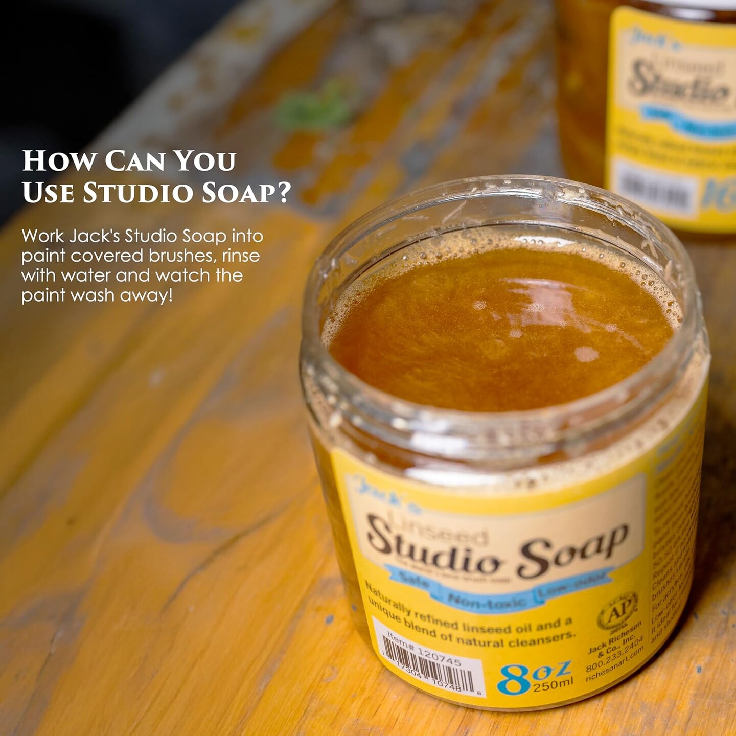 Richeson Studio Soap Natural Linseed Surface & Brush Cleaner Restorer 8oz jar