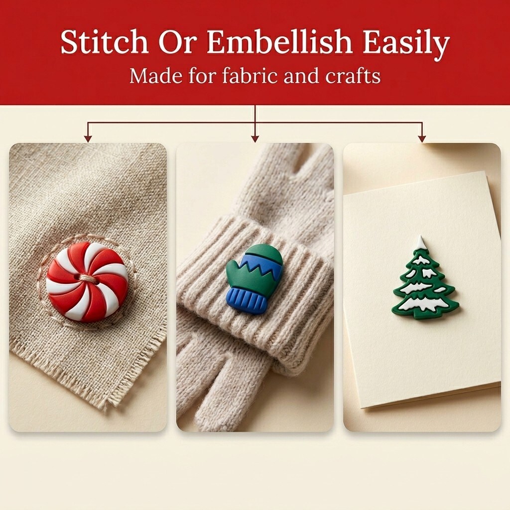 Buttons Galore Assorted Christmas Buttons for Sewing & Crafts - 50+ Buttons - Set of 6 Packs - Christmas Set 1