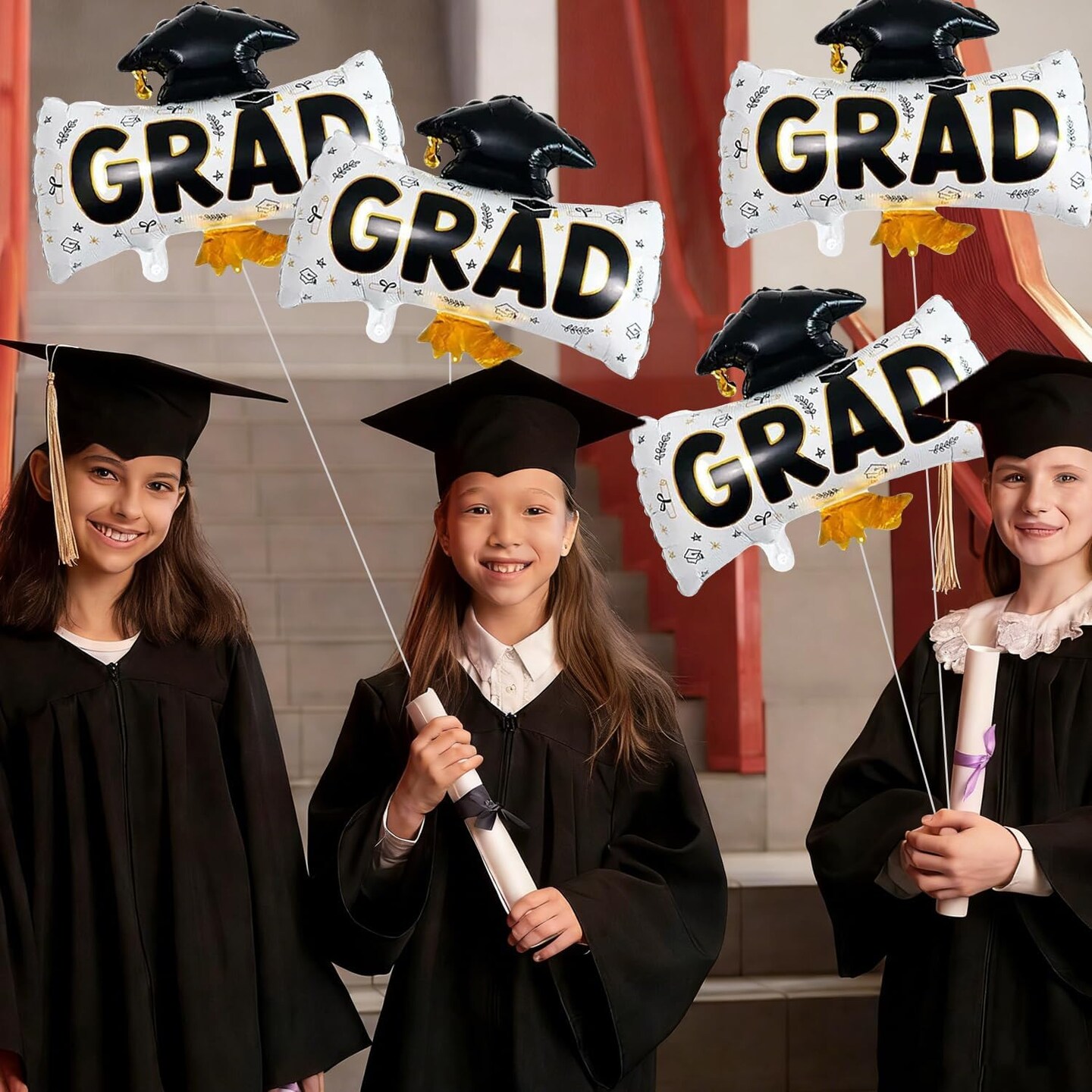 Graduation Party Balloons – 4PCS Class of 2026 Graduation Diploma Foil Balloons for Graduation Party Decorations