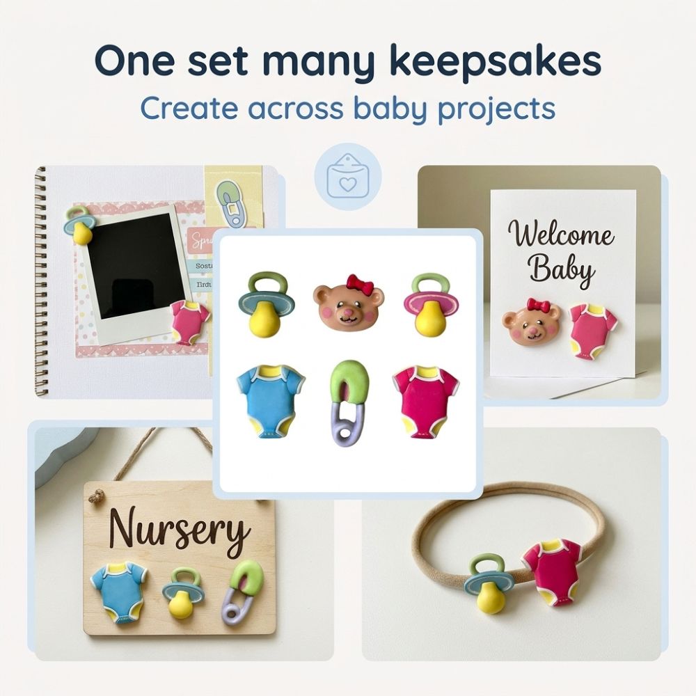 Buttons Galore Baby Hugs Button Set – 36-Piece Baby-Themed Craft & Sewing Buttons, Includes Ducks, Booties & Pacifiers for DIY, Scrapbooking & Nursery Decor
