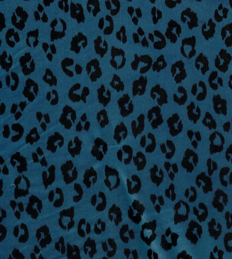 1 Yard Denim Vintage Animal Print Bodre Interlock Pleated Fabric 58/59 Inches Wide