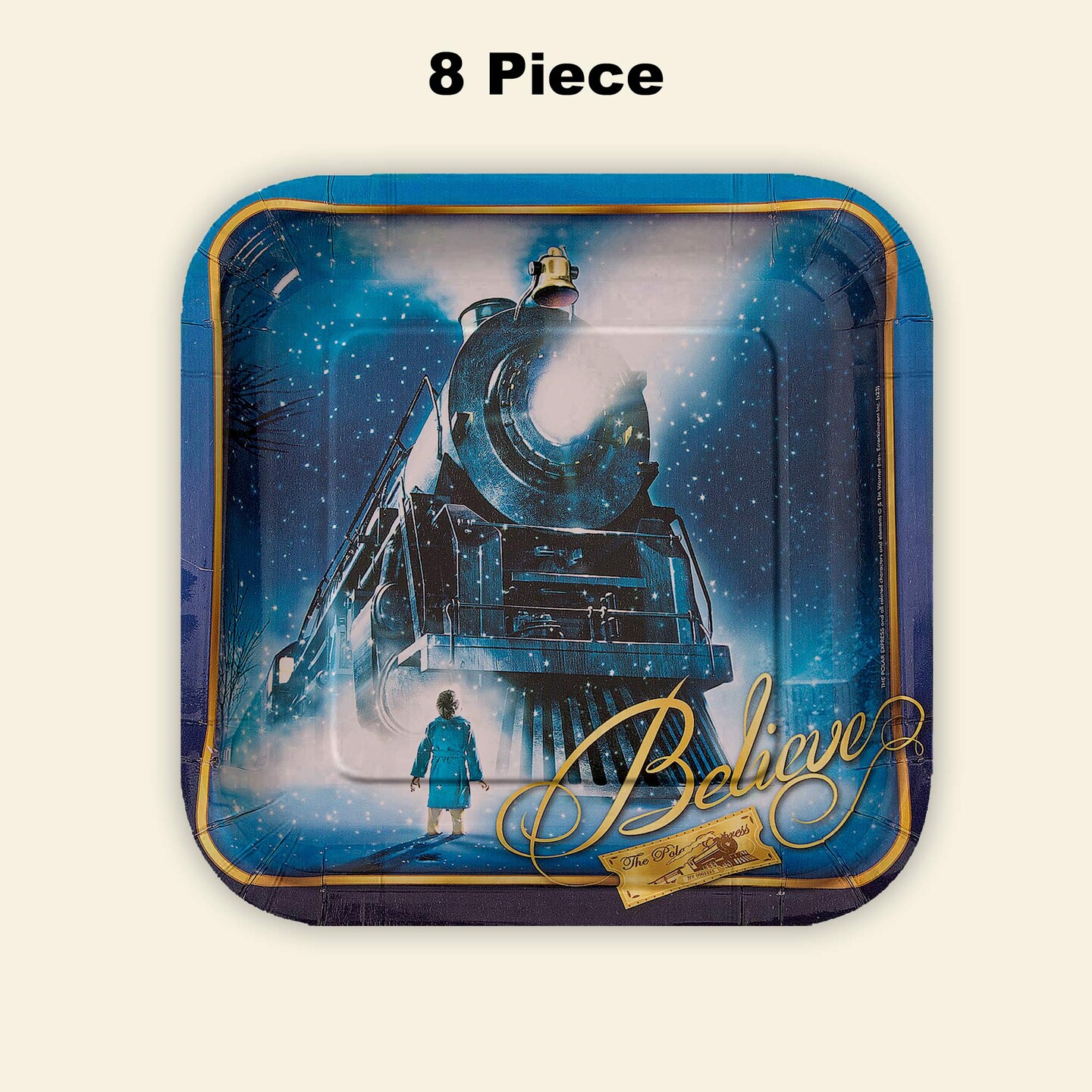 8 Ct Polar Express Paper Plates Holiday Christmas Party Supplies Square Paper Plates 9"