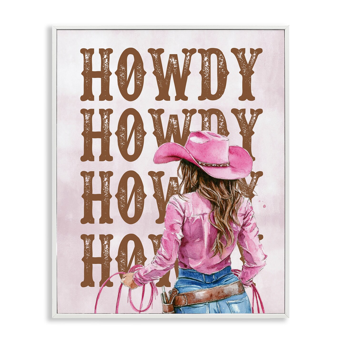 Stupell Industries Pink & Brown Howdy Cowgirl Framed Giclee Wall