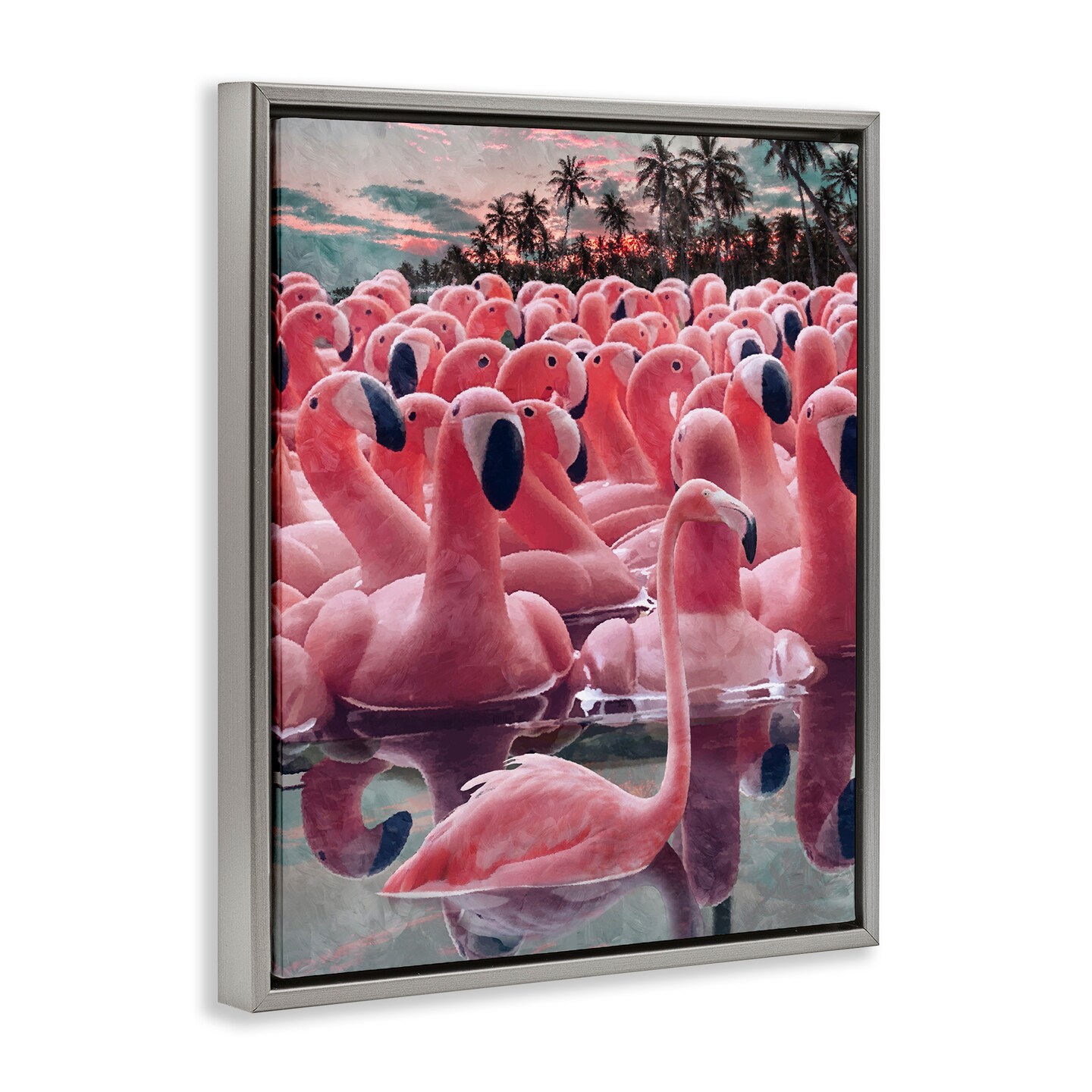 Stupell Industries Flamingo Among Floats Floater Framed Canvas Wall Art Design by Ziwei Li