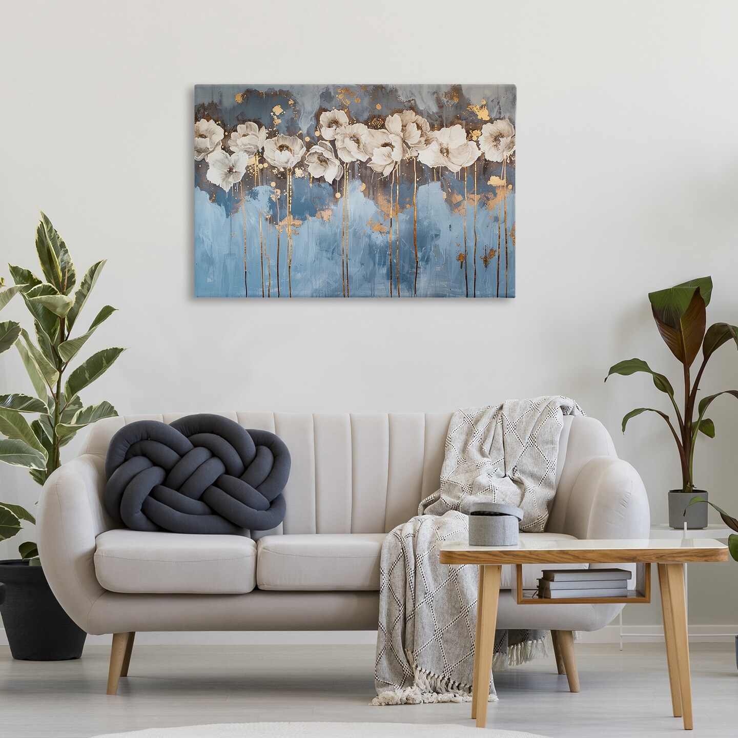 Stupell Industries Gold Drip Peonies Canvas Wall Art Design by LSR Design Studio