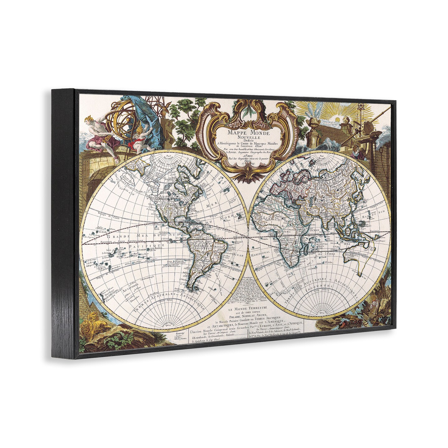 Stupell Industries Classic Inspired World Map Framed Giclee Wall Art Design by Chris Donovan
