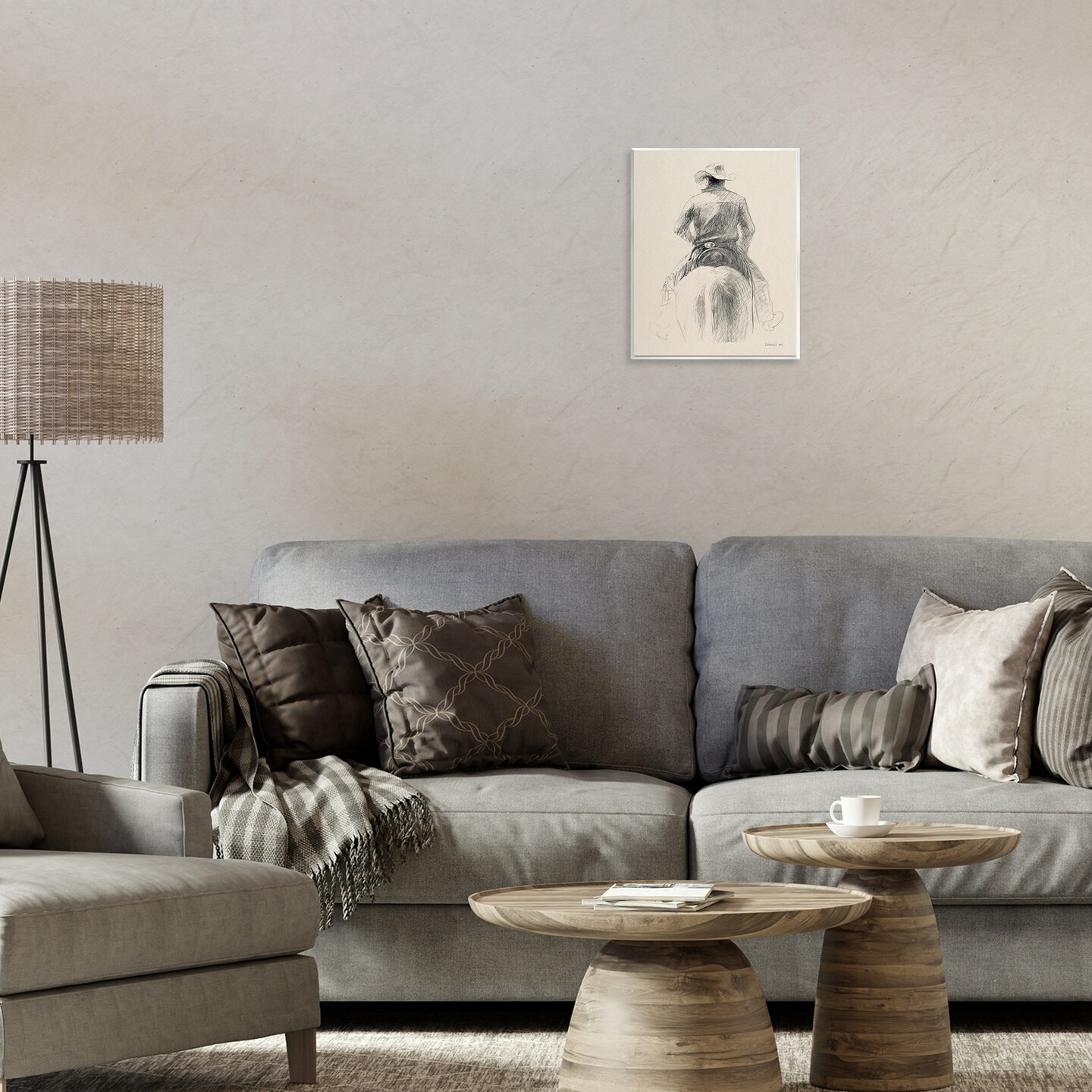 Stupell Industries Traditional Drawing of Cowboy Wall Plaque Art Design by Danhui Nai