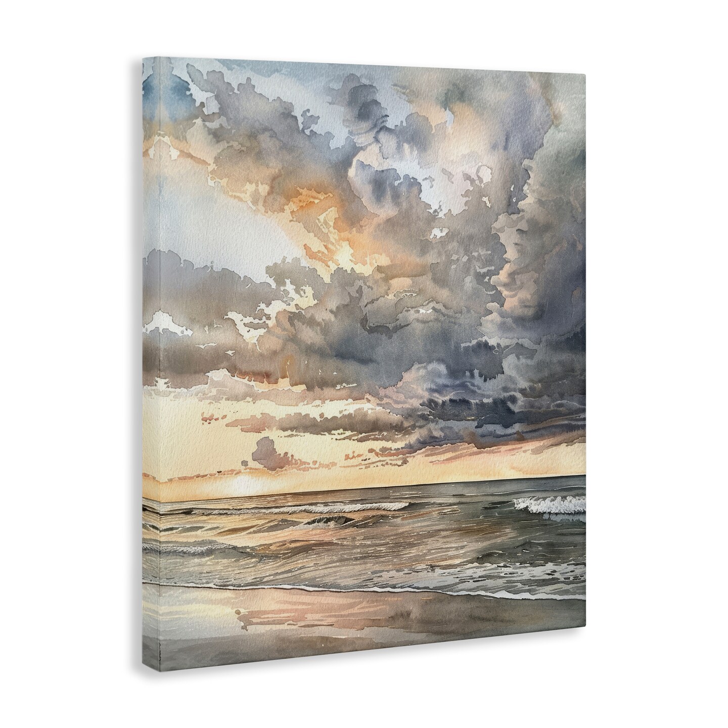 Stupell Industries Moody Sea Cloudy View Canvas Wall Art Design by Petal Prints Design