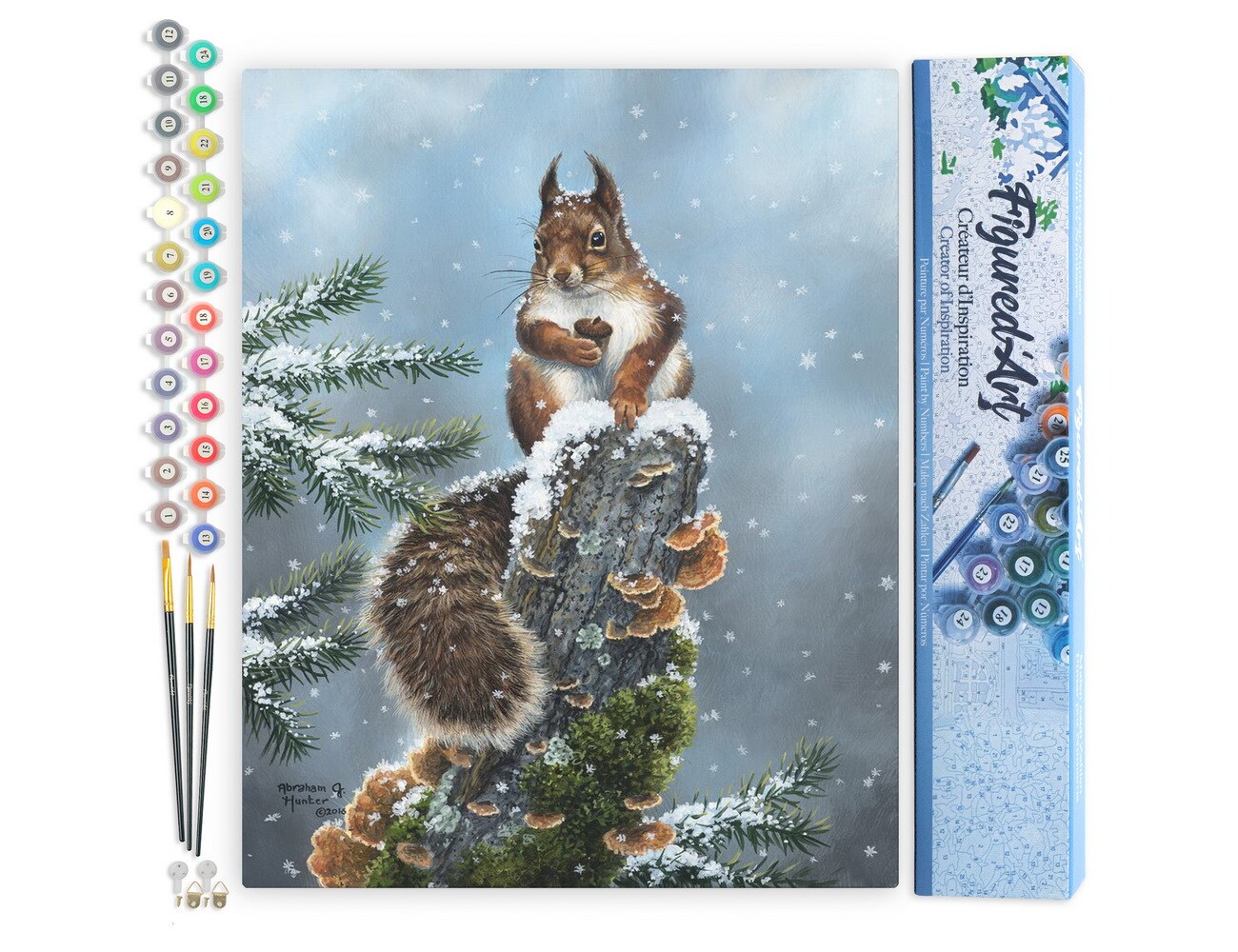 Figured&#x27;Art Paint by Numbers Kit for Adults Perched Squirrel 16&#x22;x20&#x22; - Craft Art Painting DIY Kit Rolled Canvas without frame