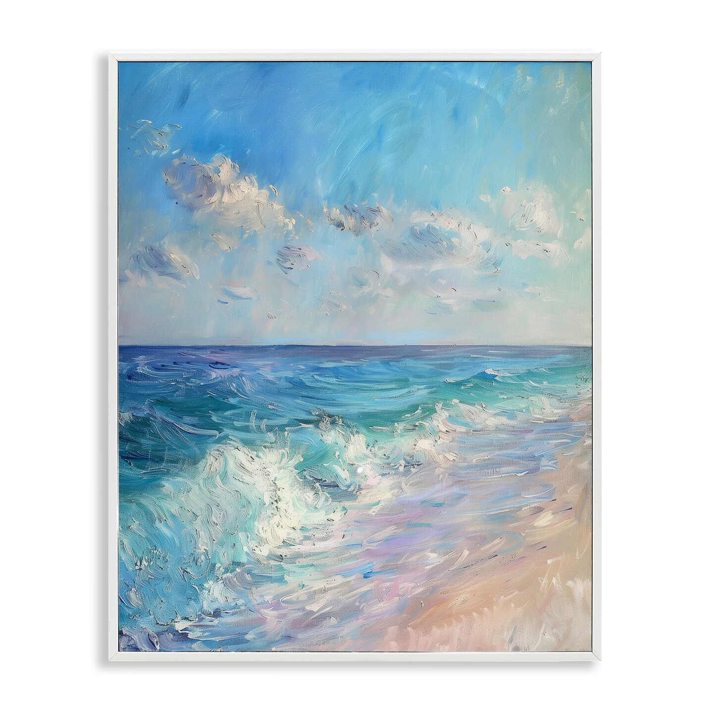 Stupell Industries Soft Ocean Beach Framed Giclee Wall Art Design by LSR Design Studio