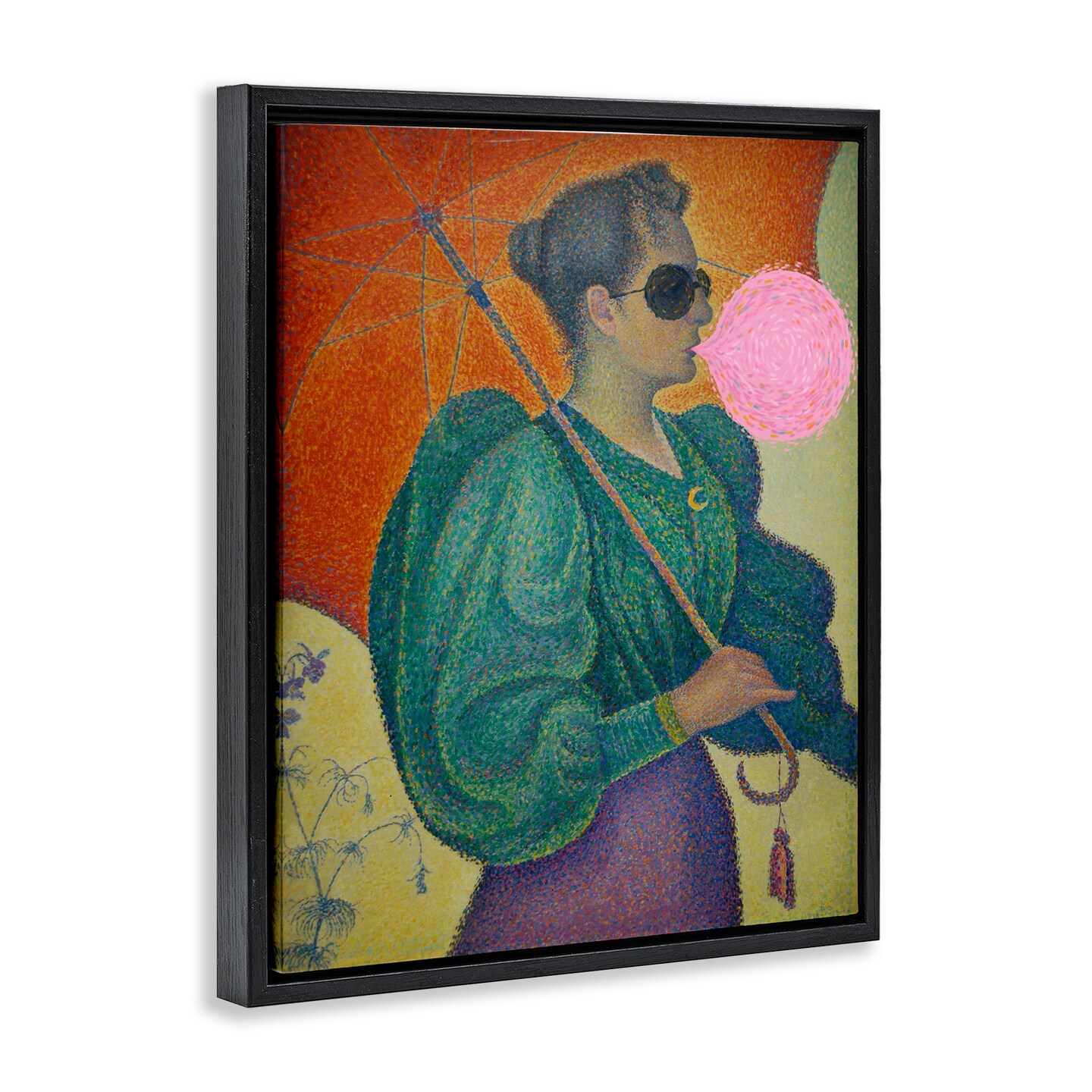 Stupell Industries Impressionist Woman & Bubblegum Floater Framed Canvas Wall Art Design by Daphne Polselli