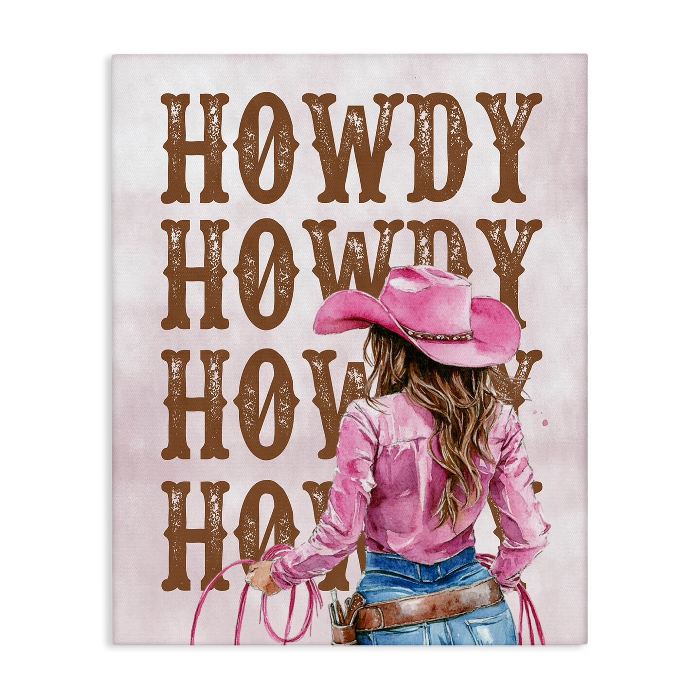 Stupell Industries Pink & Brown Howdy Cowgirl Canvas Wall Art Design by Lettered and Lined