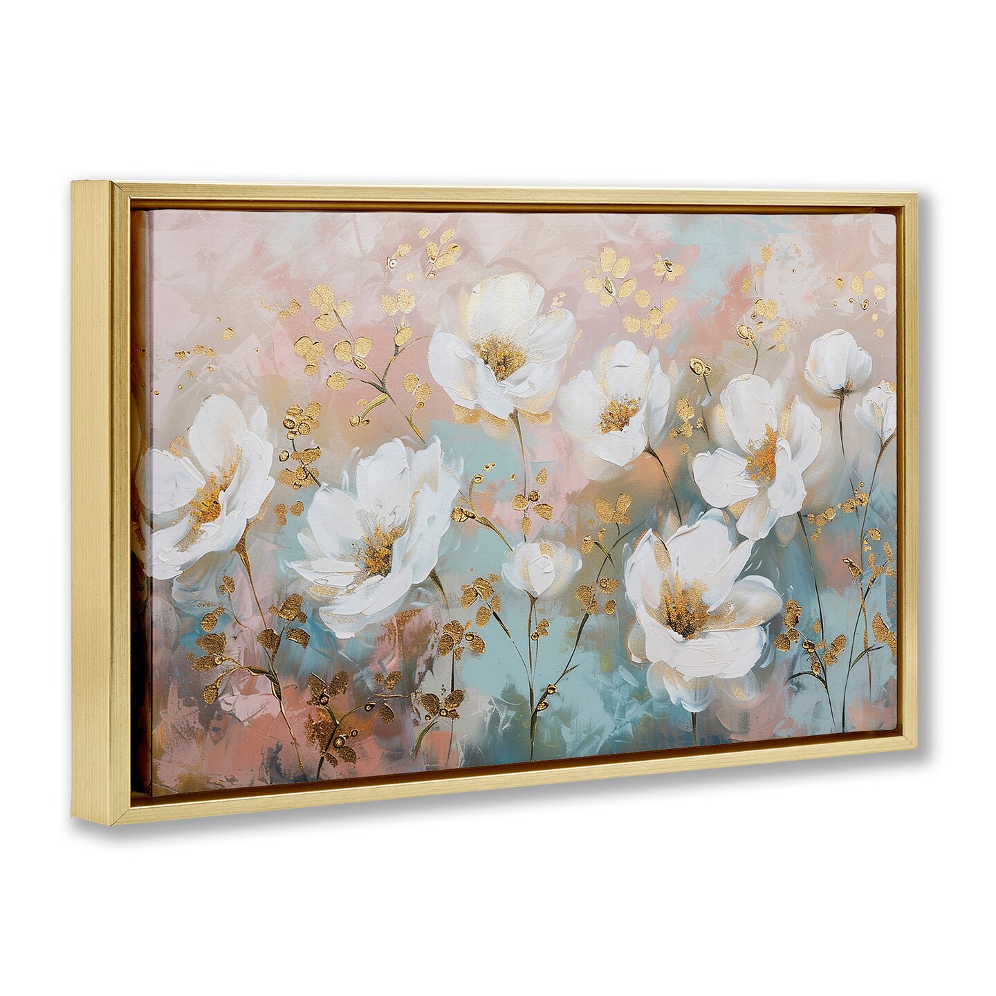 Stupell Industries Gold Flecked Poppies Floater Framed Canvas Wall Art Design by LSR Design Studio